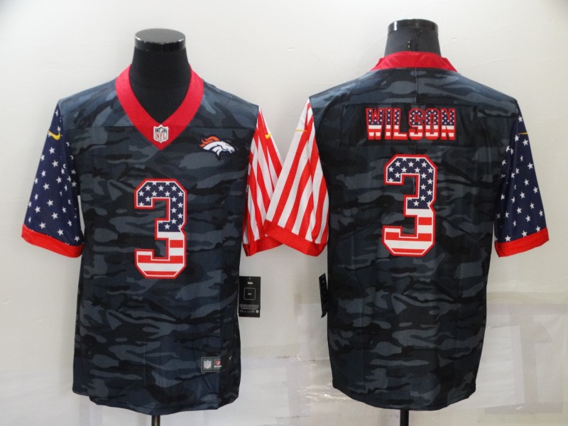 Men's Denver Broncos Russell Wilson #3 Grey Camouflage Jersey